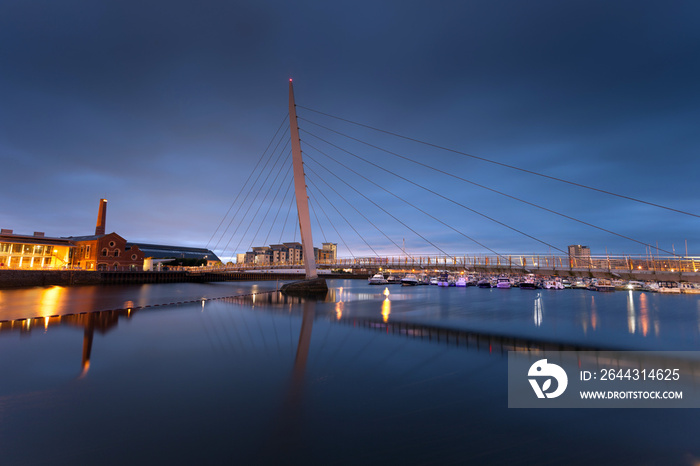 Early morning at the River Tawe and the Millennium bridge in Swansea