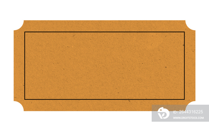 blank brown ticket isolated with paper texture for mockups