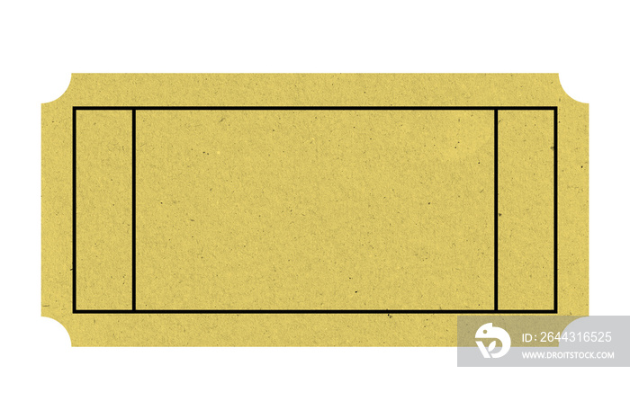 blank yellow ticket isolated with paper texture for mockups