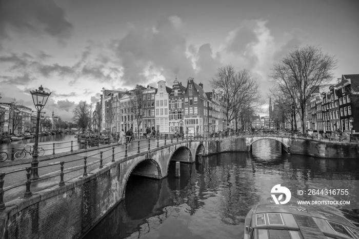 Downtown Amsterdam city skyline. Cityscape  in Netherlands