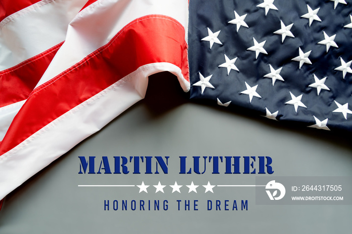 Martin Luther King Day Anniversary - American flag on abstract background