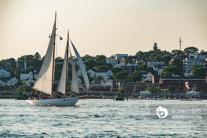 Historical sail boat used by tourist for sailing tour in the bay of Portland, Maine