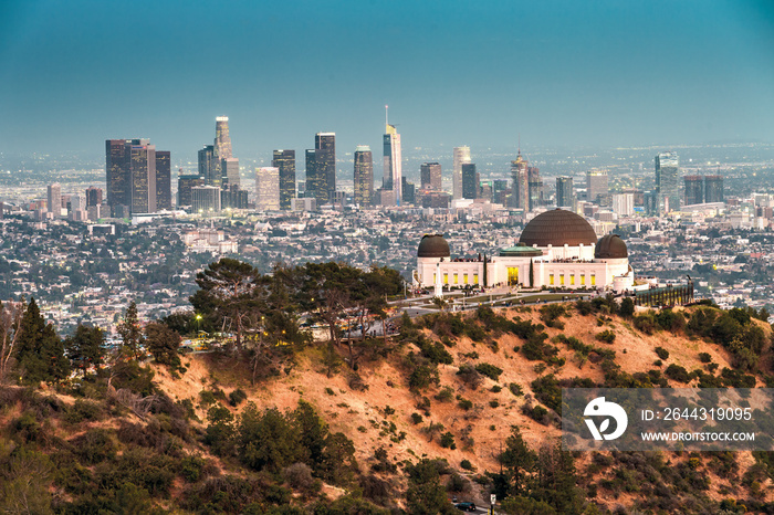 Griffith Observatory and the Skyline of Los Angeles at Dusk