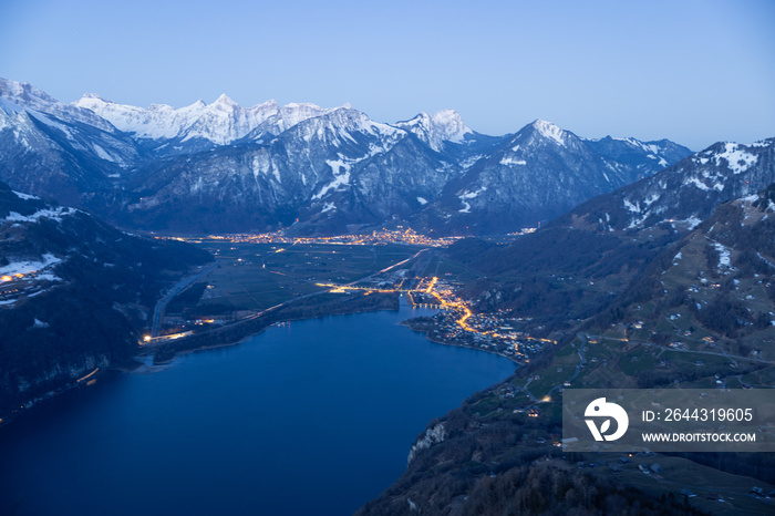 Great long exposure of a small town called Weesen in the canton of Glarus. Well captured at dawn.