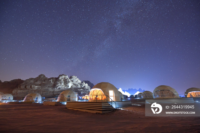 Landscape at night in Wadi Ruma desert, Jordan