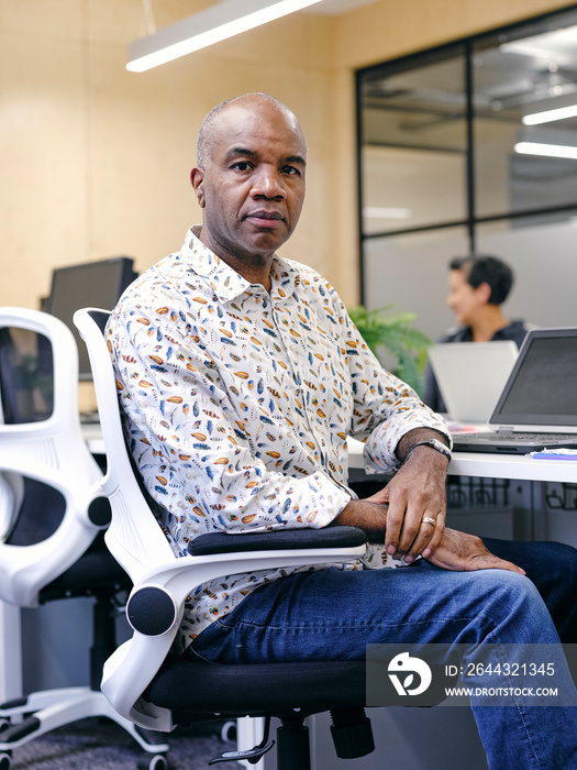 Portrait of man in co-working office space