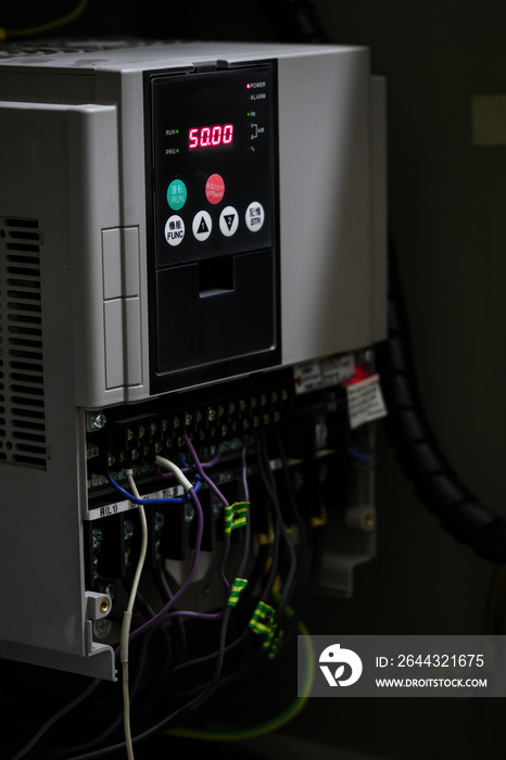 Frequency converter in a switchboard.
