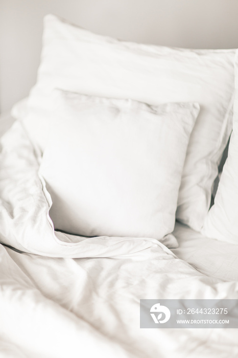 White Sheets and Pillows. Morning Mood