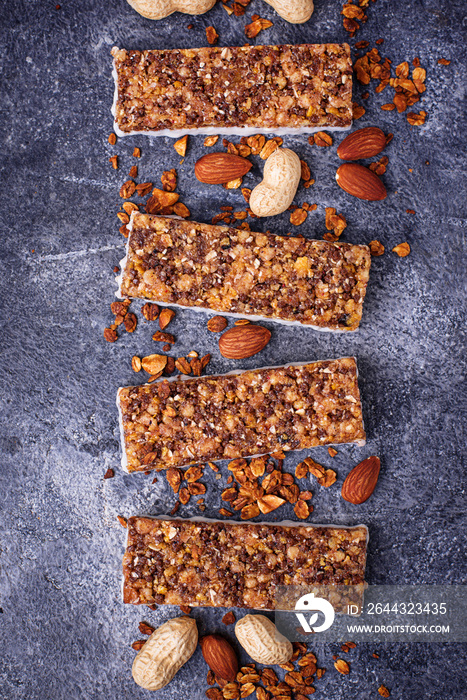 Homemade granola bars with nuts.