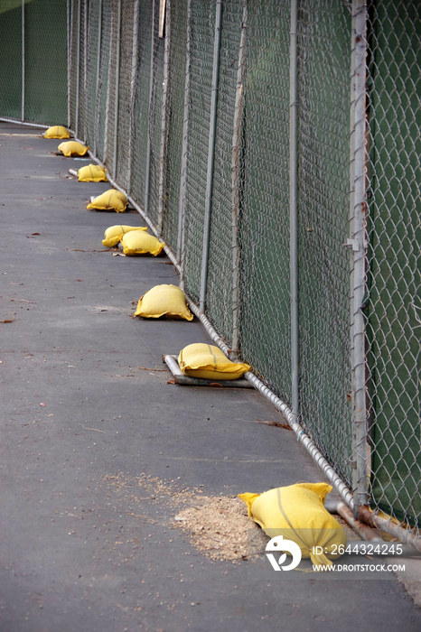 A tall green temporary fence closing off equipment and materials on a construction site