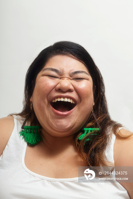 Asian plus size female solo lifestyle studio portrait shot