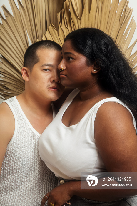 Asian duo lifestyle studio portrait shot