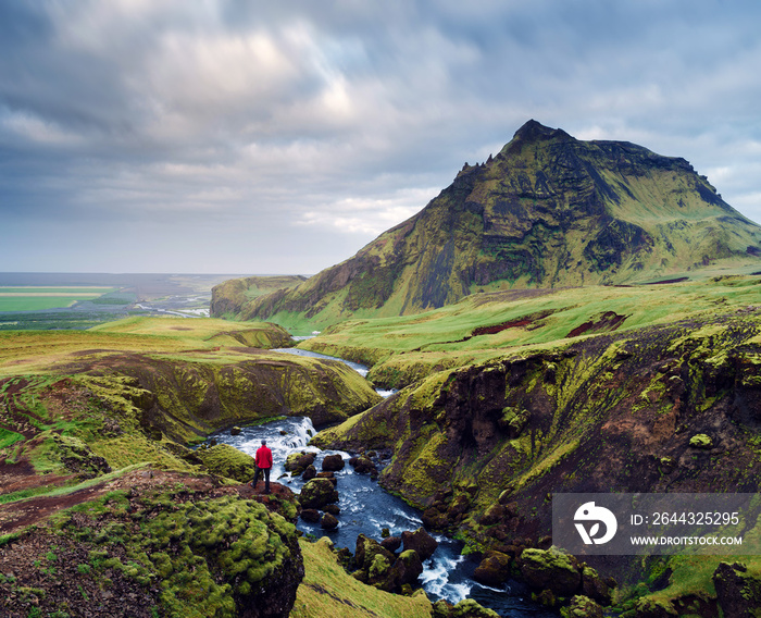 Summer landscape with Skoga river, Iceland