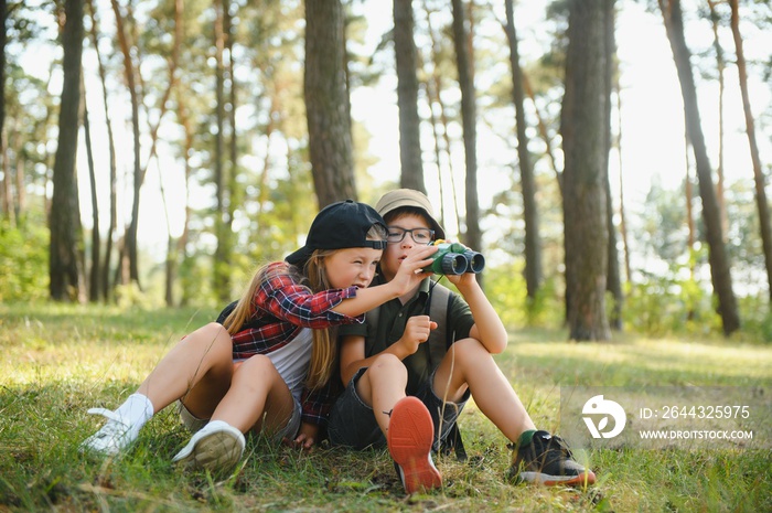 kids scouts in the forest.