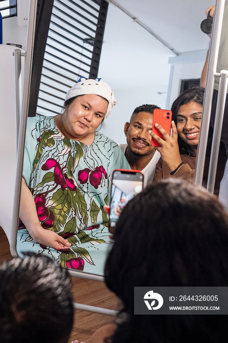 Group of friends doing their skin care together at home