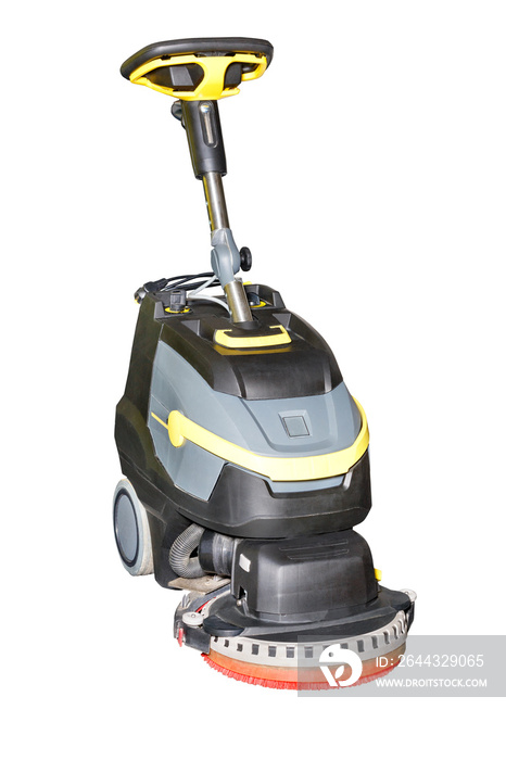 Scrubber drier with manual control for cleaning small areas, isolated on white background.