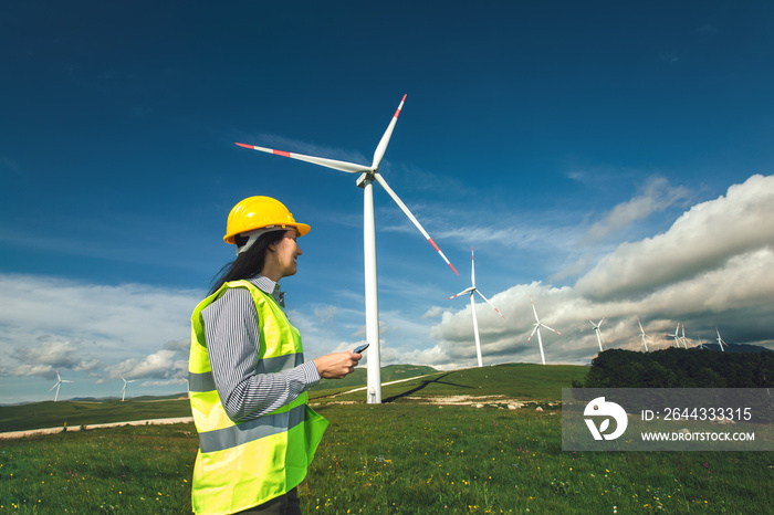 Windmill engineer inspection and progress check wind turbine