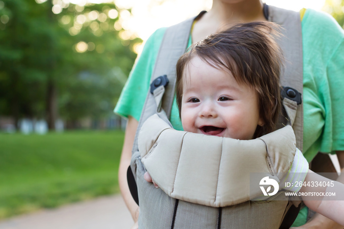 Happy baby boy outside