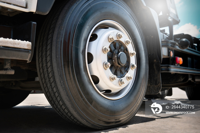 Semi Truck Wheels Tires. Rubber, Vechicle Tyres. Freight Trucks Cargo Transport Logistics