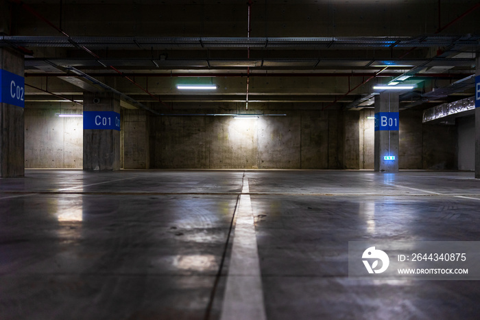 Empty parking lot. Underground parking garage