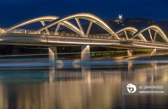 New Danube bridge in Linz, the capital of Upper Austria and third-largest city in Austria.