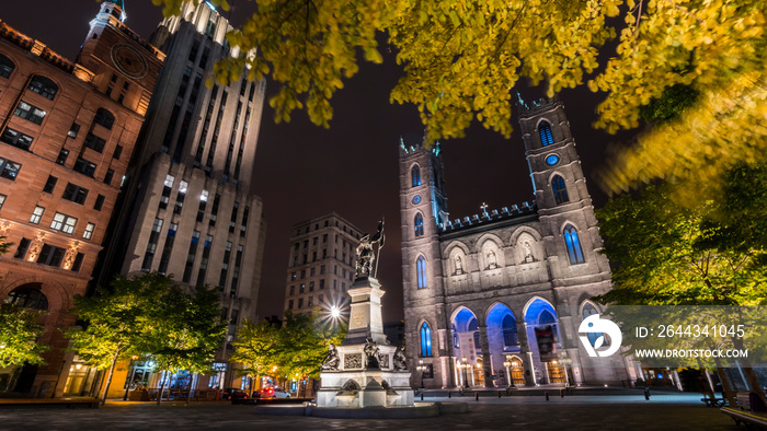 Popular attraction -- Montreal Notre Dame Cathedral by night