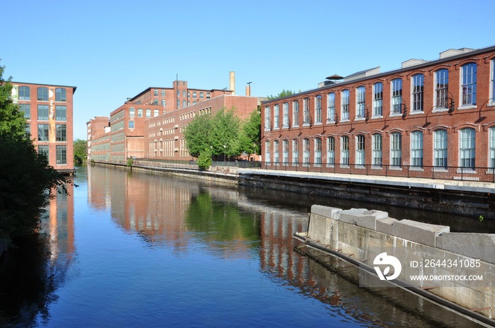 Lowell Canal in National Historic Park, Lowell, Massachusetts, USA