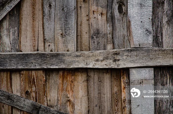 Wall of an old shed from weathered old boards. Background from old boards.