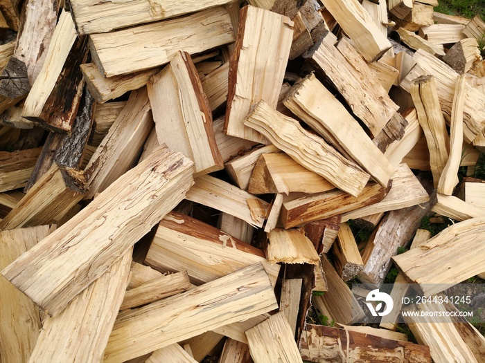 Wood chunks chopped as firewood