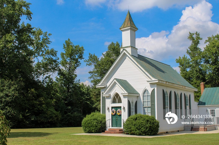 Small Quaint Country Church on a Bright Sunny Day