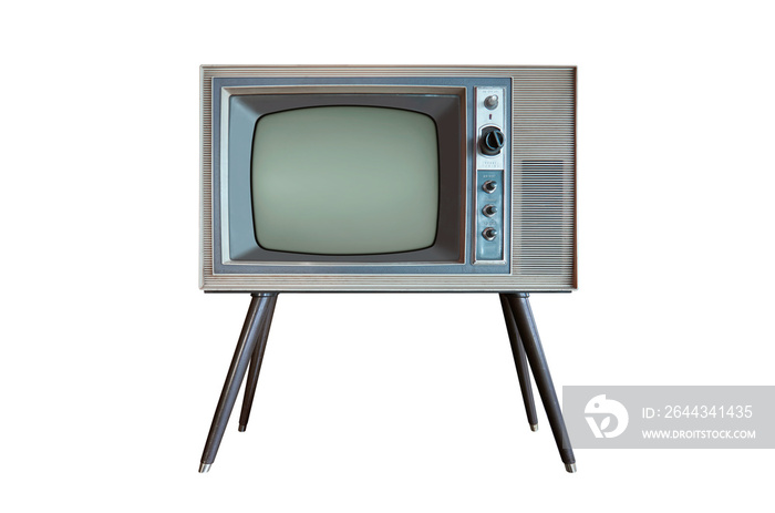 Vintage retro television isolated on white background .