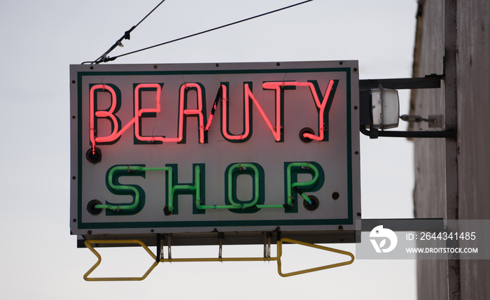 Old Small Town Neaon Beauty Shop Sign Vintage Signage