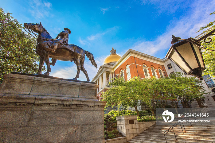 Massachusetts Old State House, a landmark attraction frequently visited by numerous tourists located close to landmark Beacon Hill and Freedom Trail