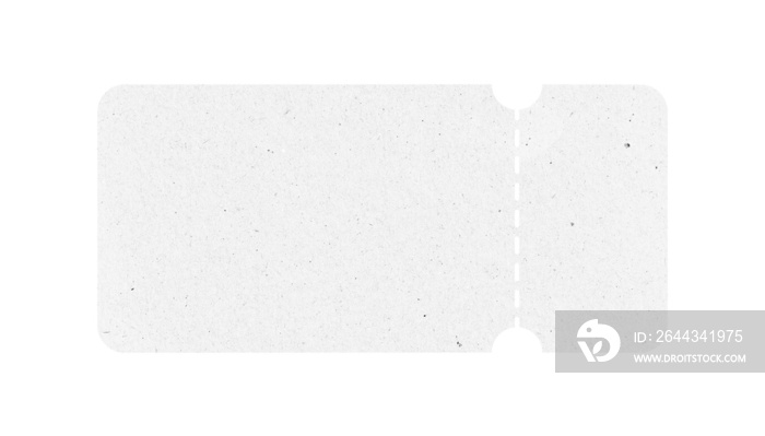 White ticket isolated with paper texture for mockups