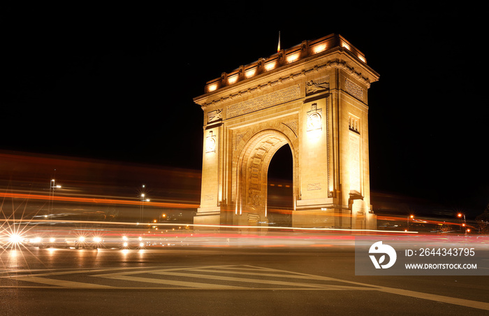 The Triumphal Arch (Arcul de Triumf) in Bucharest, the capital of Romania. Historic monument