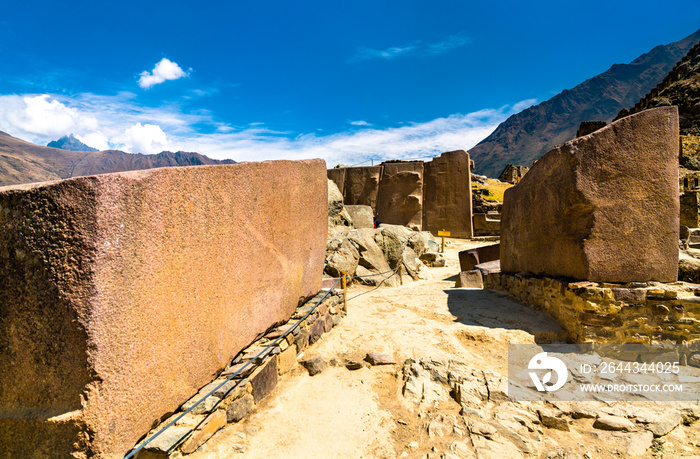 Inca archaeological site at Ollantaytambo in the Sacred Valley of Peru