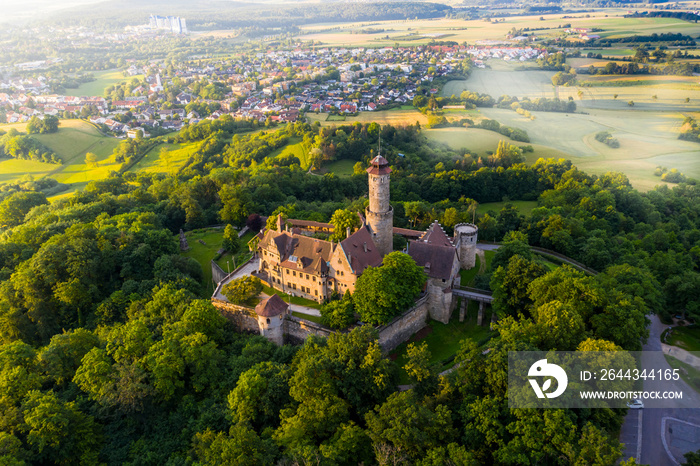 Aerial view: Altenburg, medieval hilltop castle, Bamberg, Steigerwaldhöhe, Upper Franconia, Franconia, Germany,