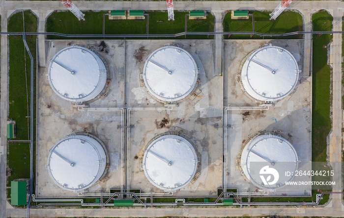 Liquid chemical tank terminal, Storage of liquid chemical and petrochemical products tank, Aerial view