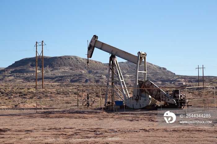 Old Oil Rig in the Desert during a sunny day. Taken near Bluff, Utah, United States.