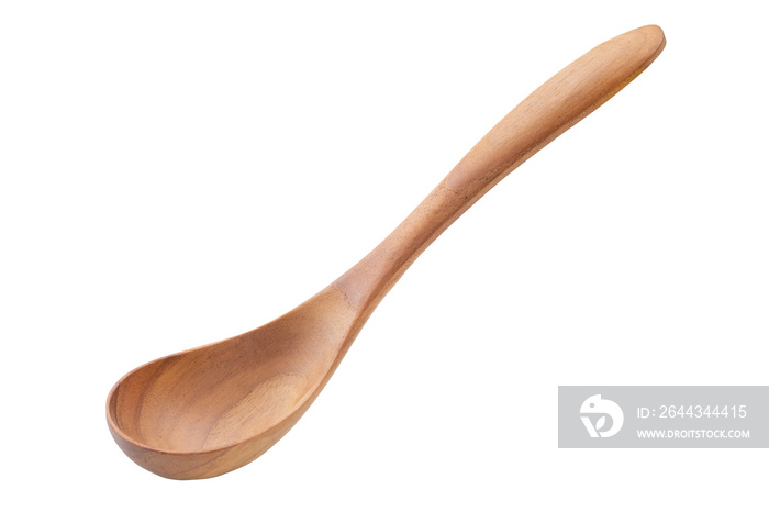 Wooden spoon on isolated white background.