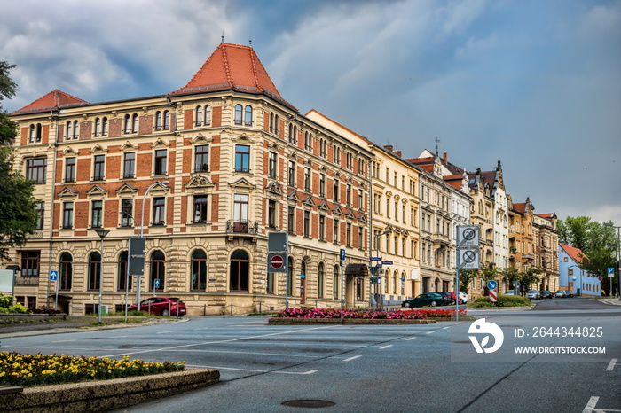 zittau, deutschland - historische häuser am stadtring