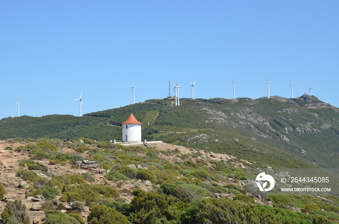 Moulin de Mattei et les éoliennes de Torricella