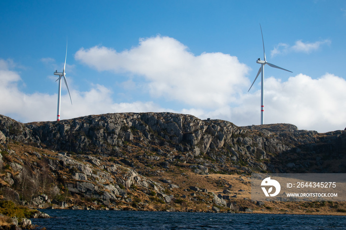 Onshore Windmill in the hills of Norway- a global leader in clean energy adoption