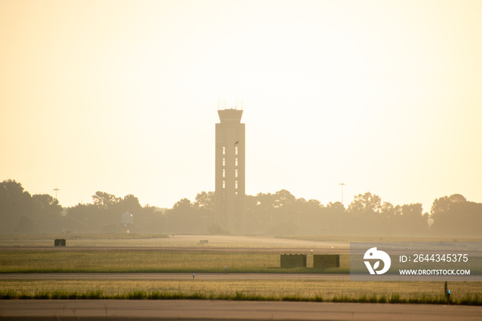 Charleston International Airport’s Air Traffic Control Tower at dusk