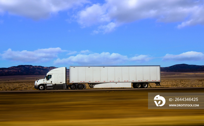 Semi Trucks on the Nevada Highway, USA. Trucking in Nevada , USA