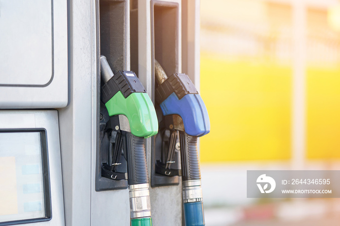 Fuel Pumps at the Petrol Station. Pump pumps in a gas station.