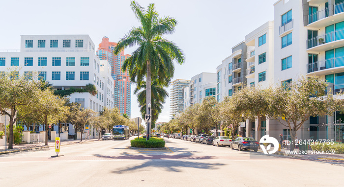 Streets and Buildings of South of Fifth, Miami, Florida.