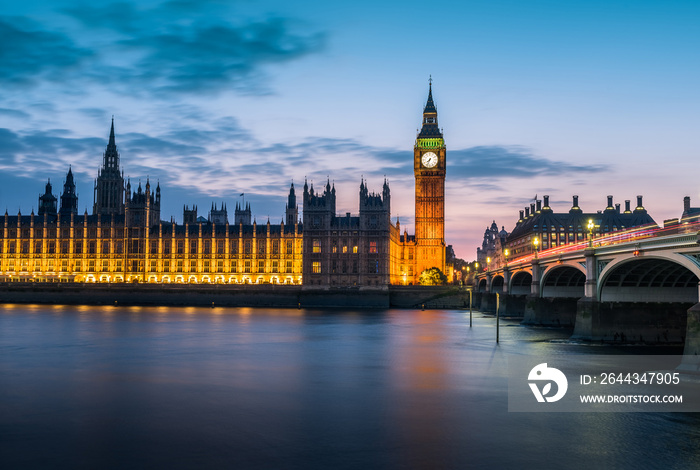 Westminster abbey and big ben at night, London, UK