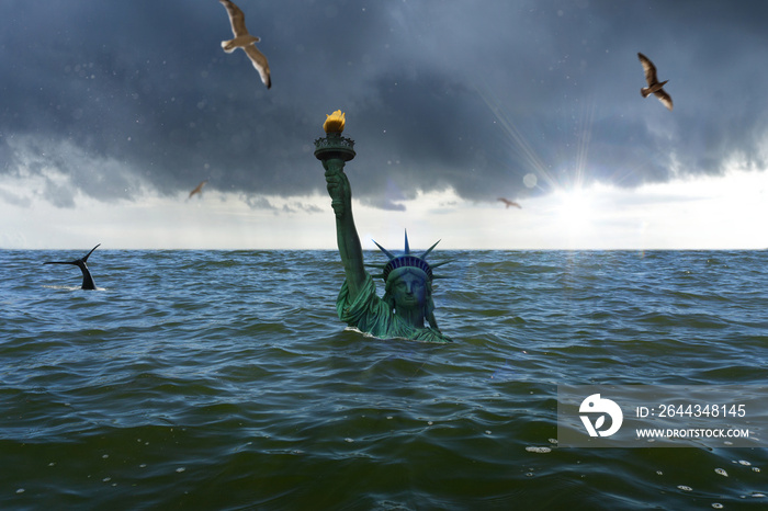 Statue of Liberty sinks in the ocean