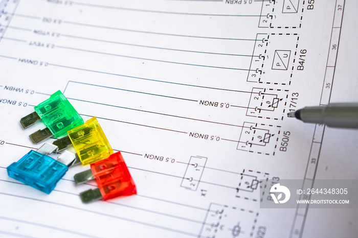 paper wiring diagram worker notices damage handle